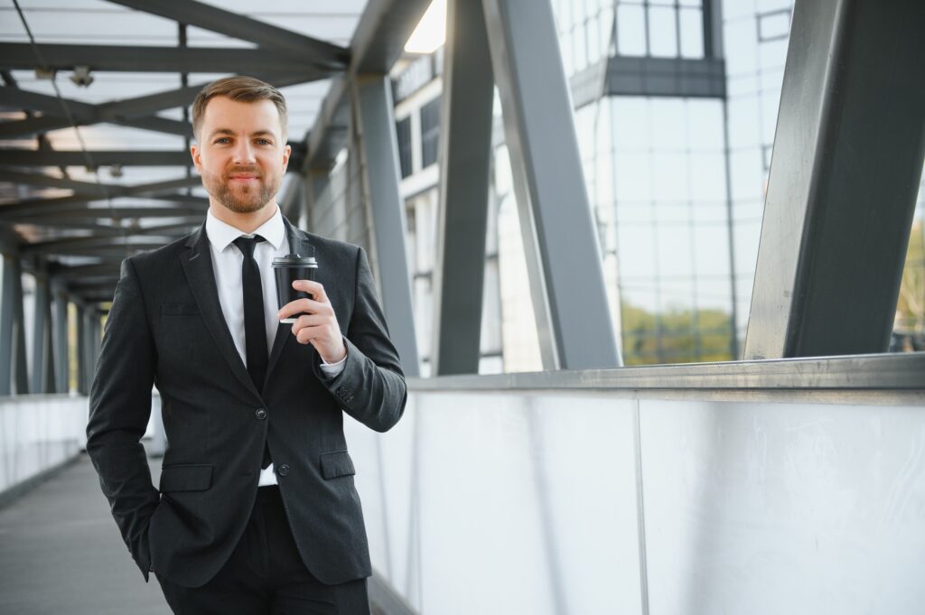 Businessman in an elegant city