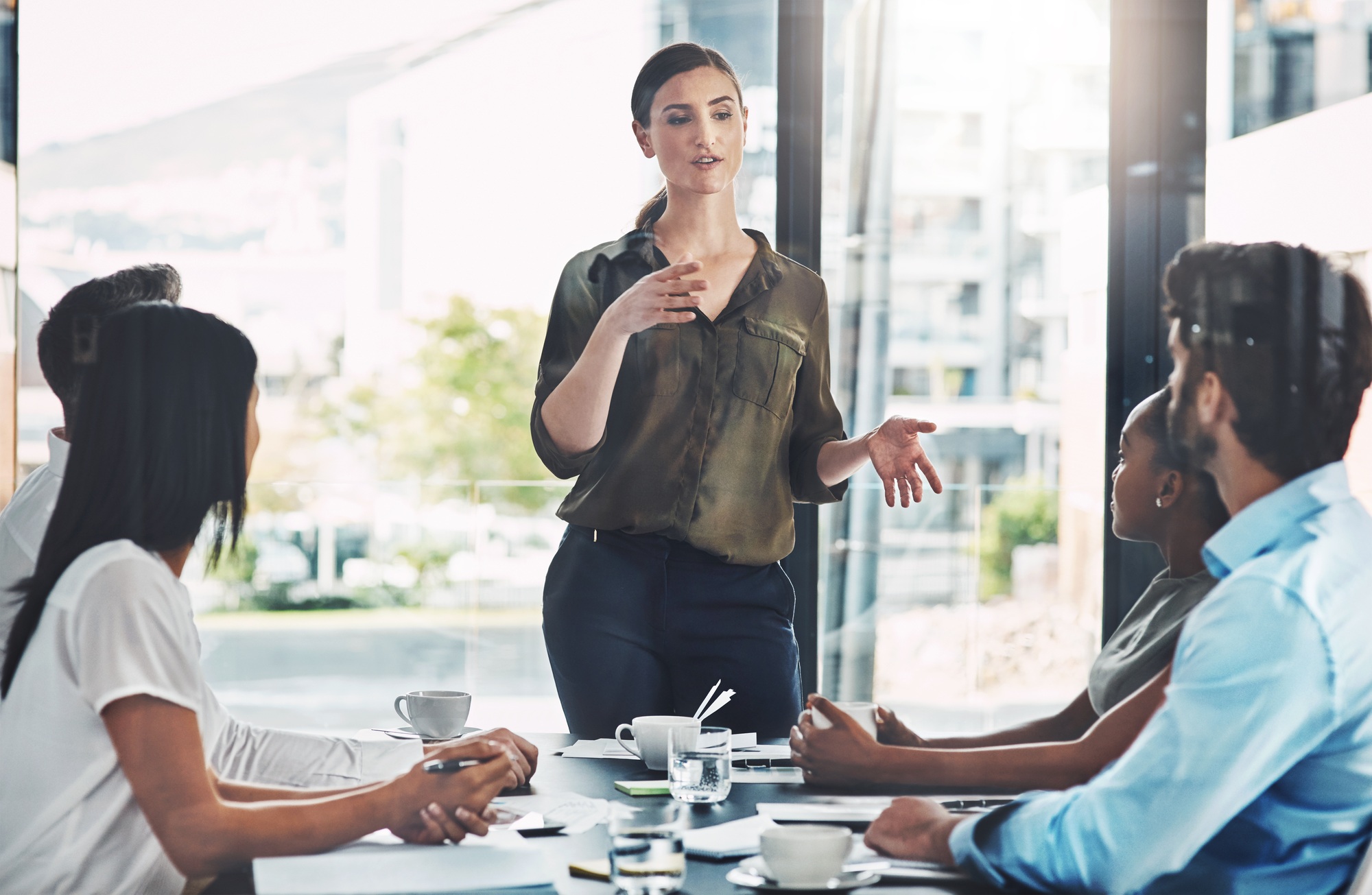 Managing her team as a strong leader